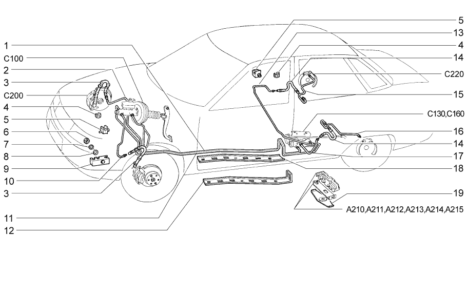 Тормозные трубки ваз 2115 задние схема
