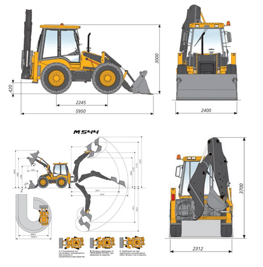 Экскаватор погрузчик jcb 3cx чертеж dwg