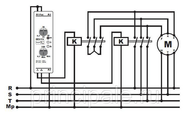 Схема включения звезда треугольник с реле времени