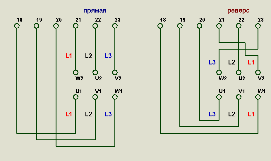 Схема подключения электродвигателя треугольником